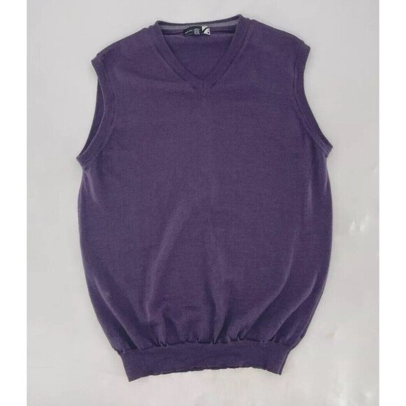 Vintage Saks Fifth Avenue 100% Merino‎ Wool Purple Vest Size Large Made In Italy - Picture 3 of 8